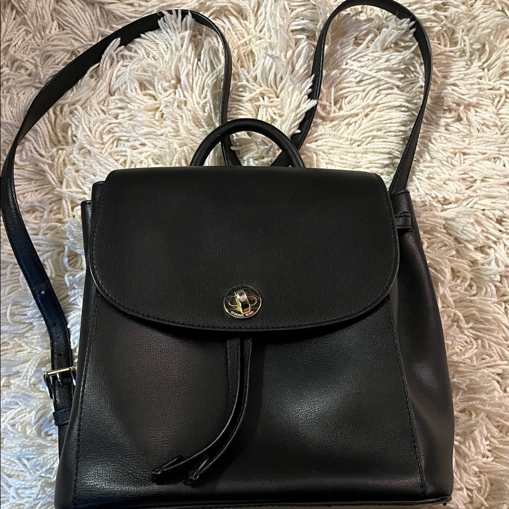 Michael Kors Black Leather Backpack